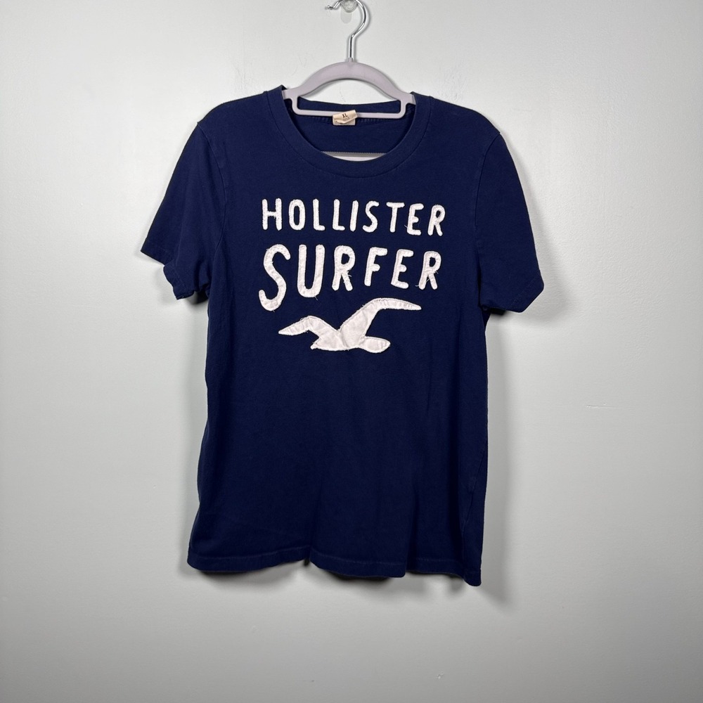 Holister Sufer Mens T shirt Gaphic Logo Blue Applique